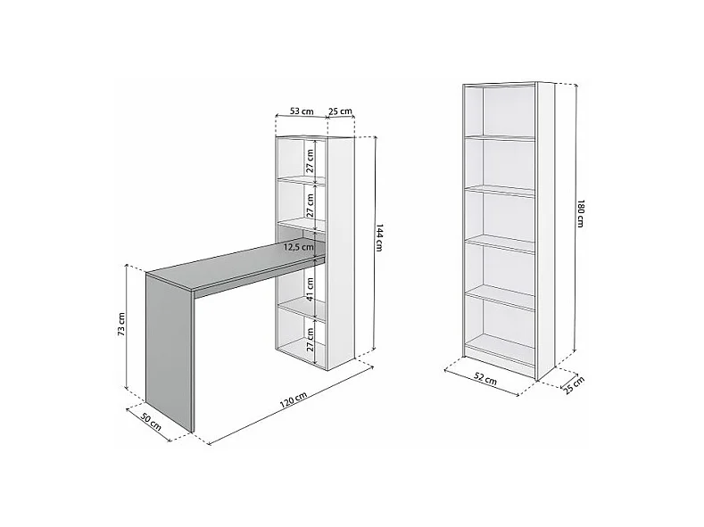 Pack escritorio y estantería Cosmic Plus Blanco Artik (Blanco Mate) - Gris Antracita