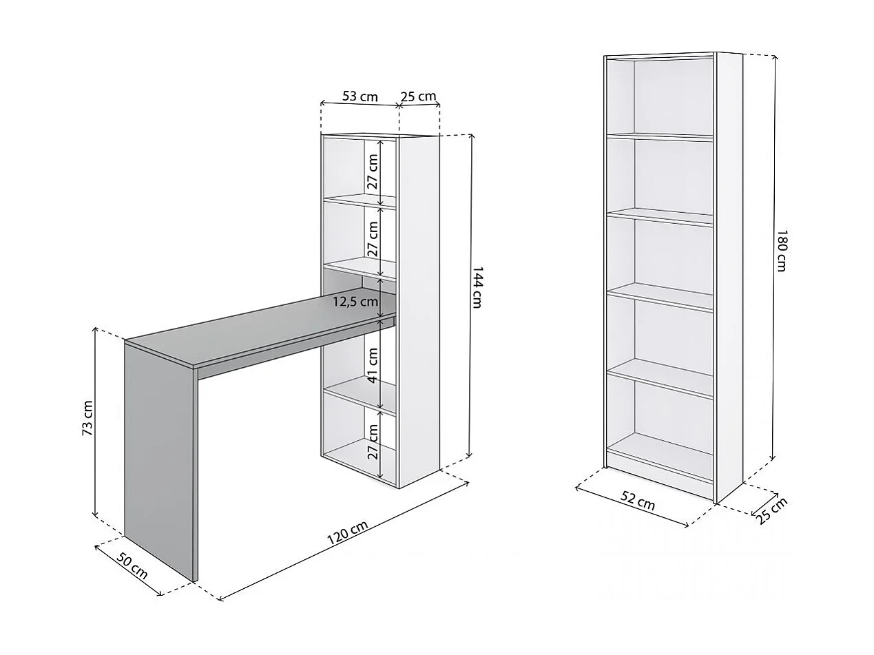 Pack escritorio y estantería Cosmic Plus Blanco Artik (Blanco Mate) - Gris Antracita