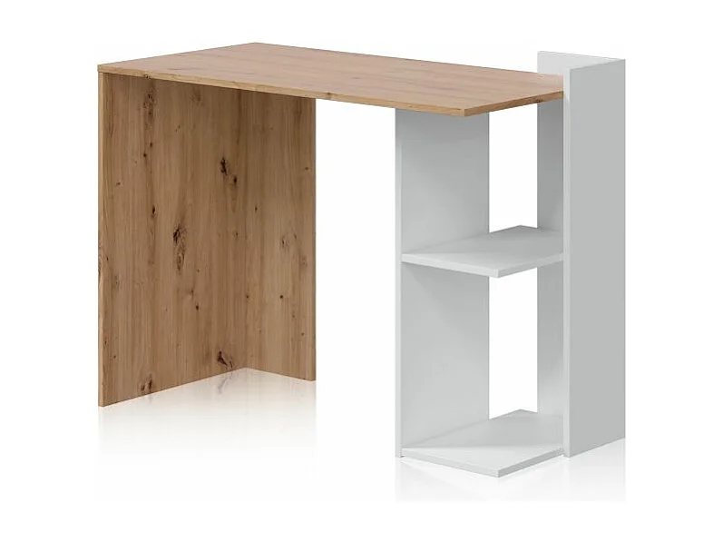 Mesa de escritorio Dess Blanco Artik (Blanco Mate) - Roble Nodi