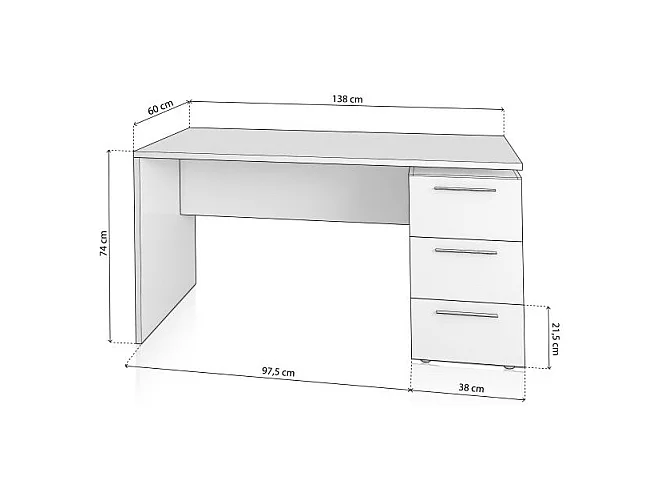 Mesa de escritorio Sasha Blanco Artik (Blanco Mate)