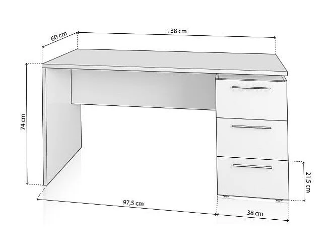Mesa de escritorio Sasha Blanco Artik (Blanco Mate)