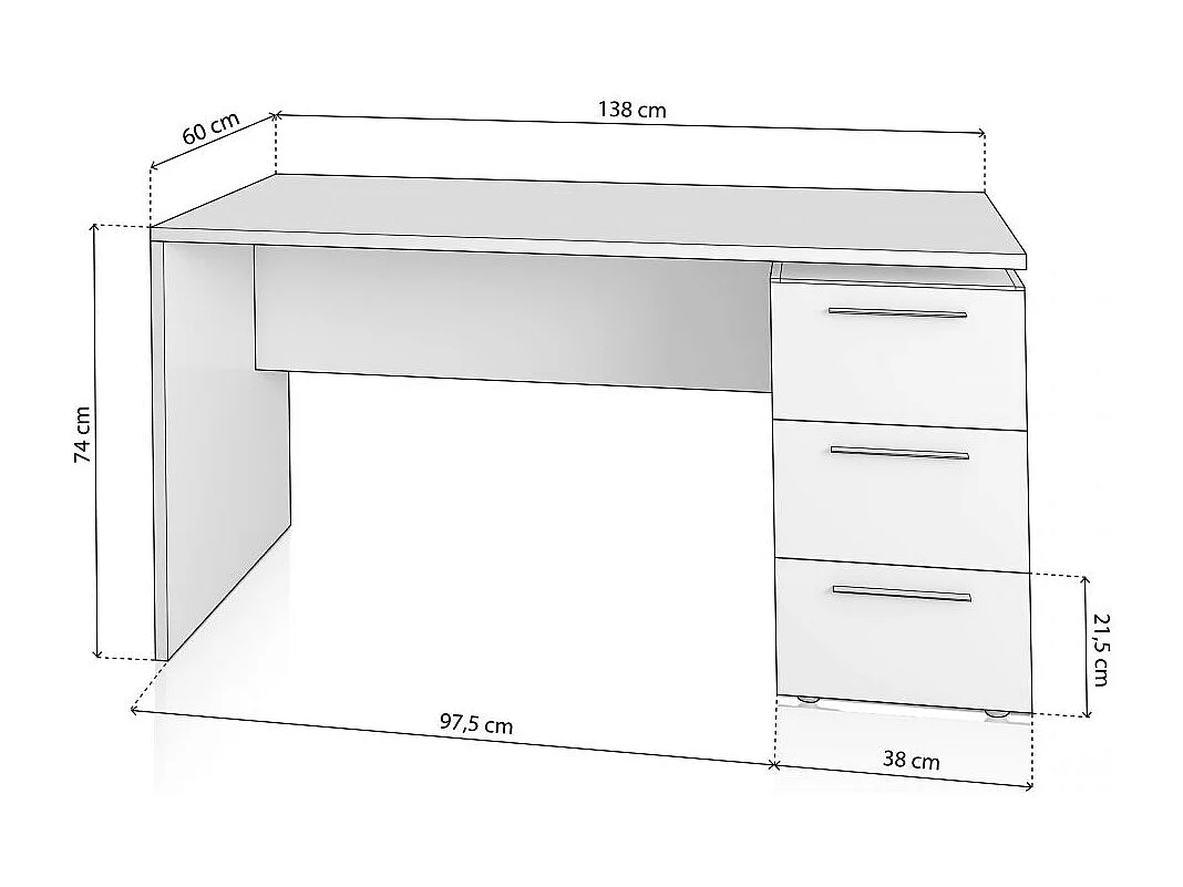 Mesa de escritorio Sasha Blanco Artik (Blanco Mate)