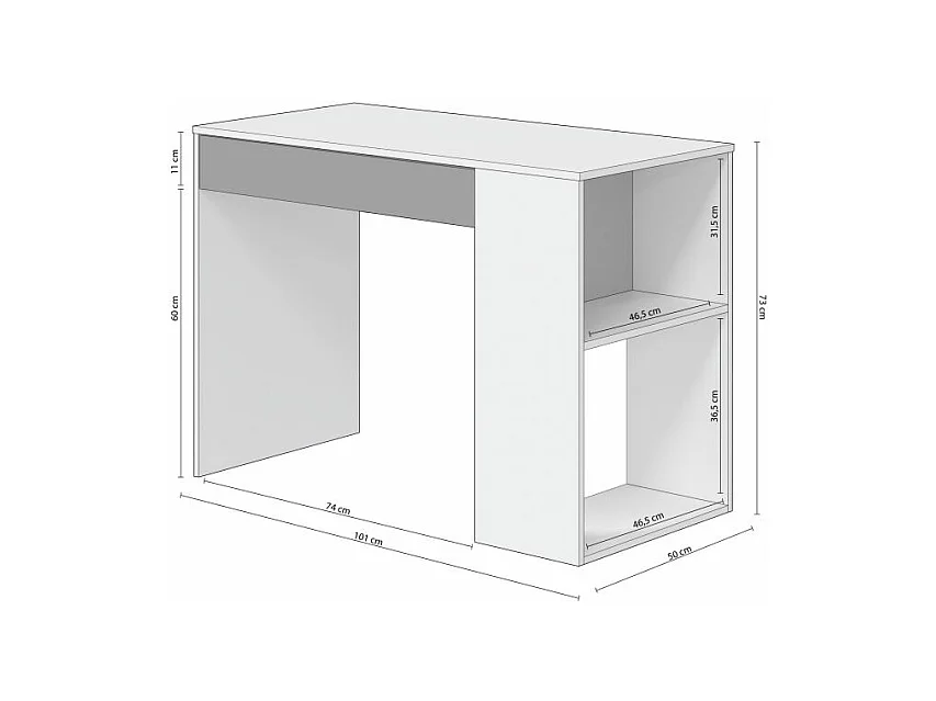 Mesa de escritorio Adam Blanco Artik (Blanco Mate) - Gris Antracita