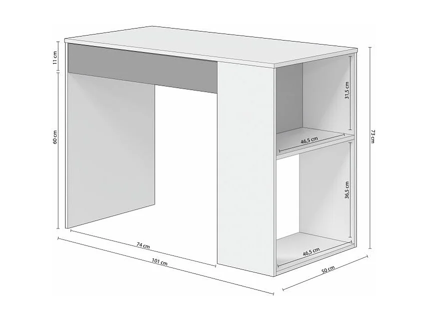 Mesa de escritorio Adam Blanco Artik (Blanco Mate) - Gris Antracita