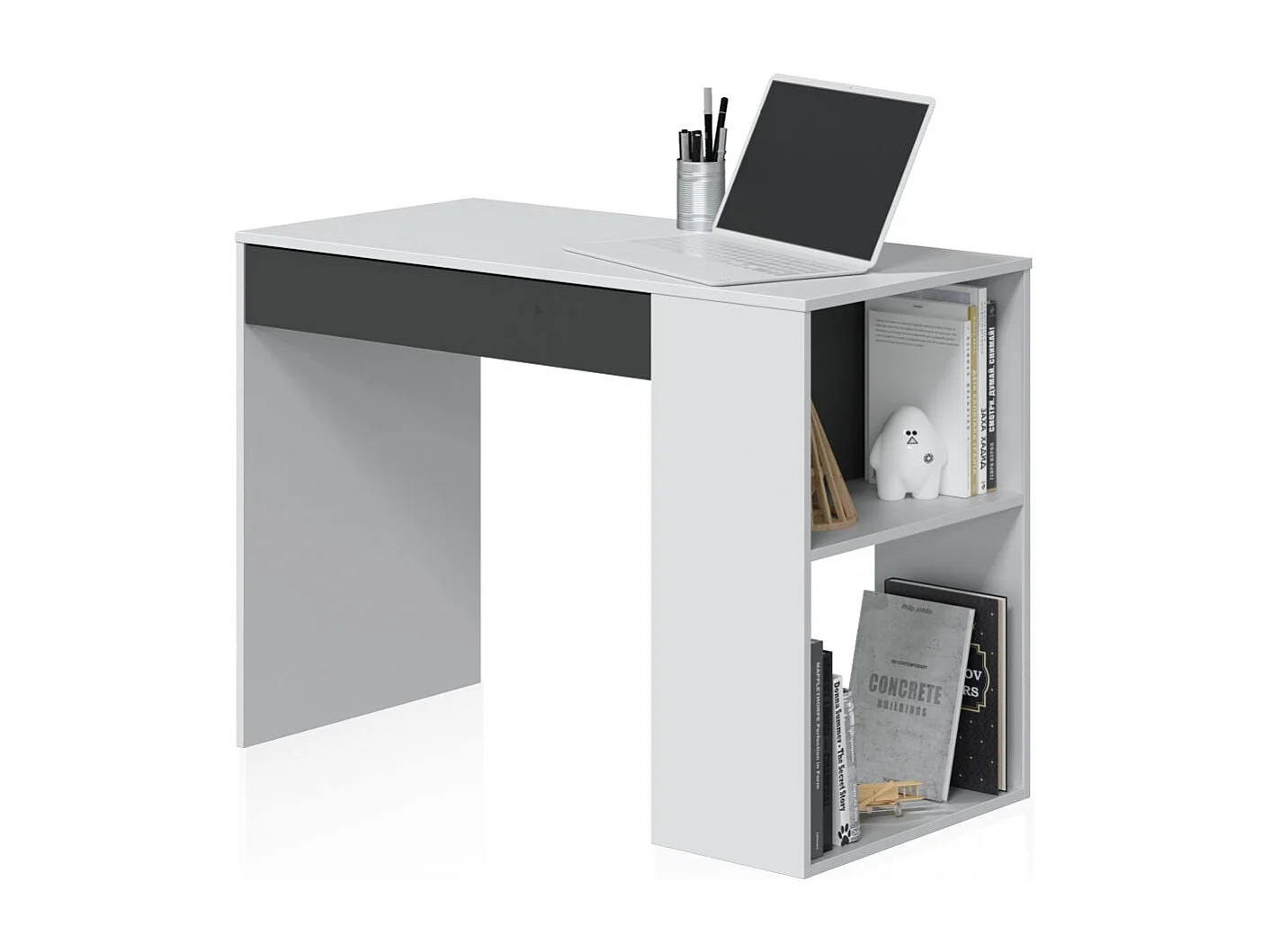 Mesa de escritorio Adam Blanco Artik (Blanco Mate) - Gris Antracita