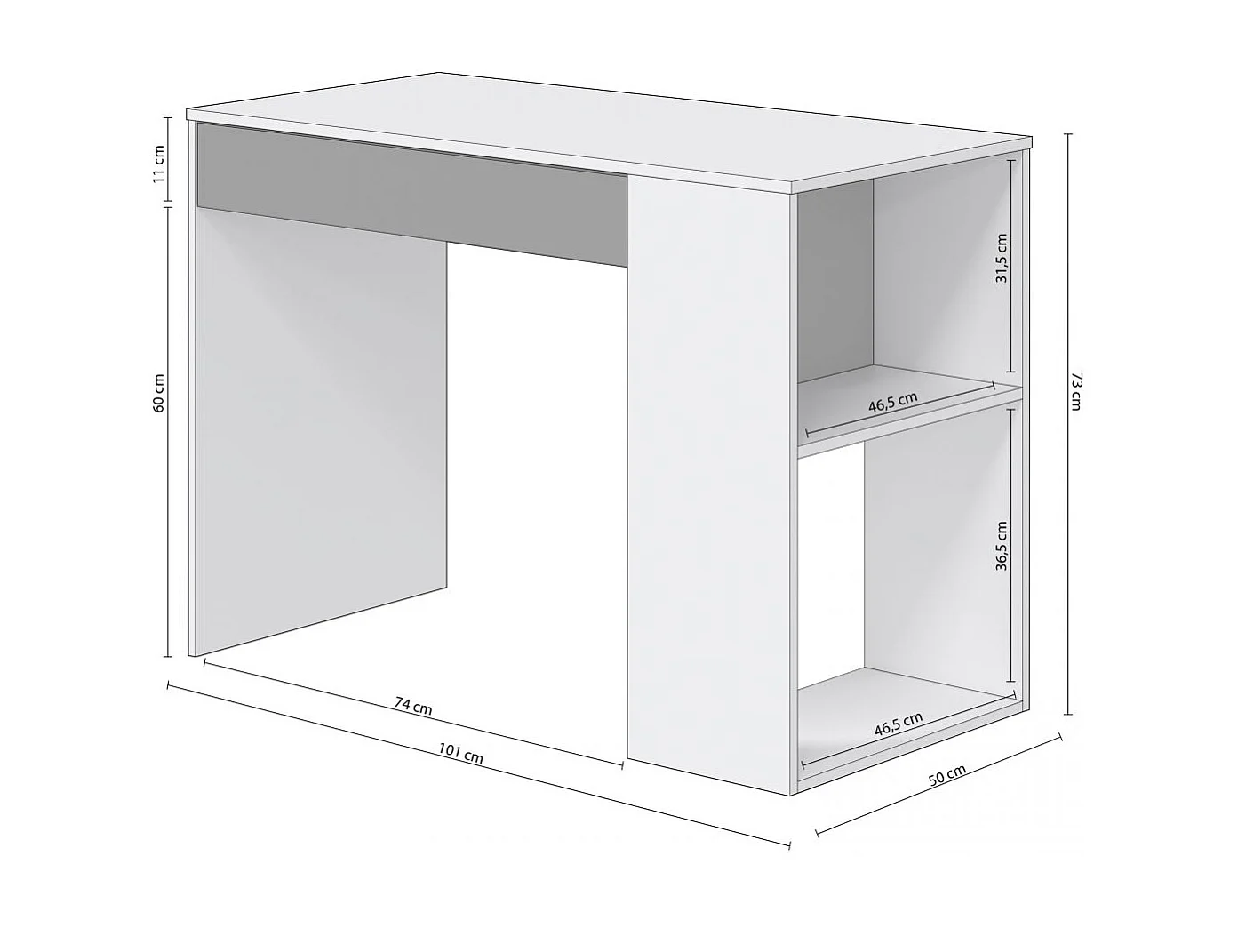 Mesa de escritorio Adam Blanco Artik (Blanco Mate) - Gris Antracita
