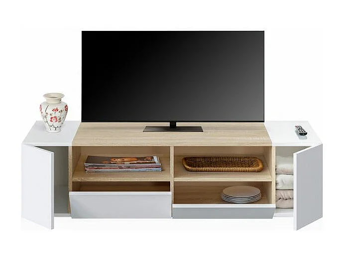 Módulo de TV Nima Blanco Artik (Blanco Mate) - Roble Canadian