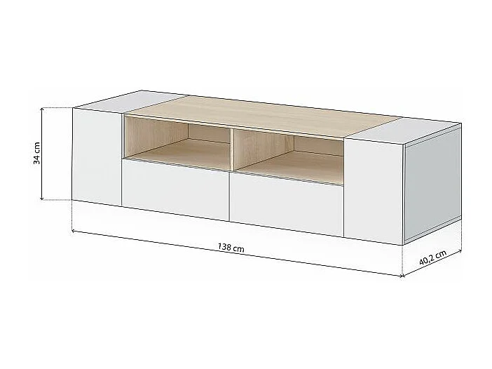 Módulo de TV Nima Blanco Artik (Blanco Mate) - Roble Canadian