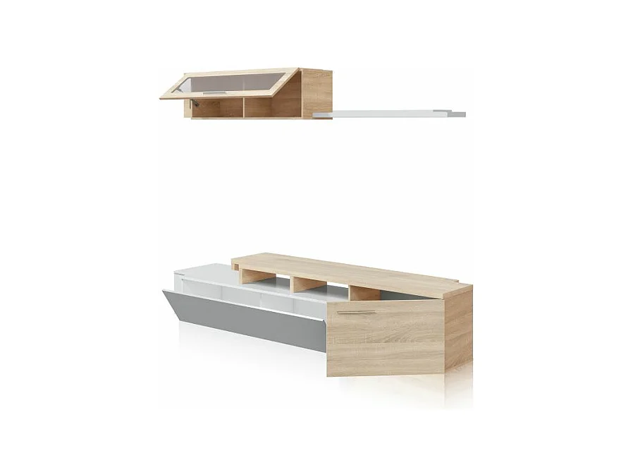 Salón Nero Blanco Brillo - Roble Canadian