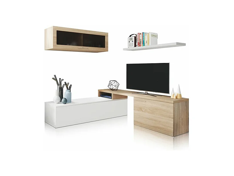 Salón Nero Blanco Brillo - Roble Canadian