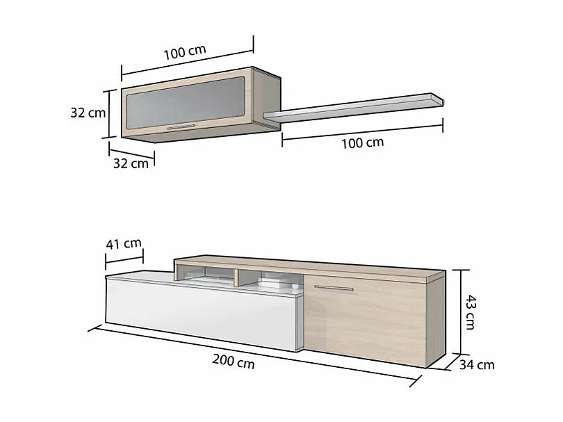 Salón Nero Blanco Brillo - Roble Canadian