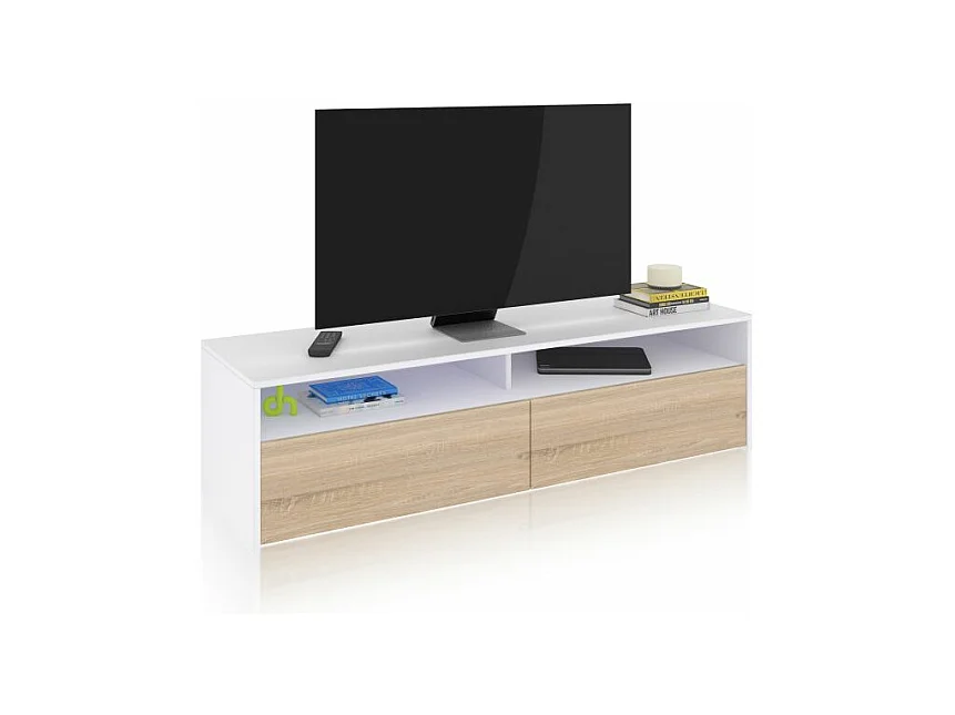 Mueble TV Elba 2 puertas Blanco Artik (Blanco Mate) - Roble Canadian