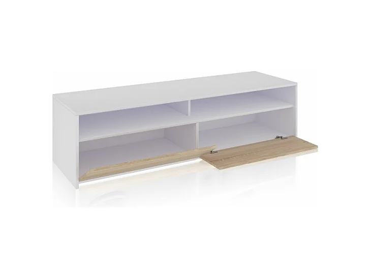 Mueble TV Elba 2 puertas Blanco Artik (Blanco Mate) - Roble Canadian