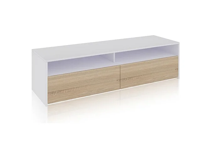 Mueble TV Elba 2 puertas Blanco Artik (Blanco Mate) - Roble Canadian