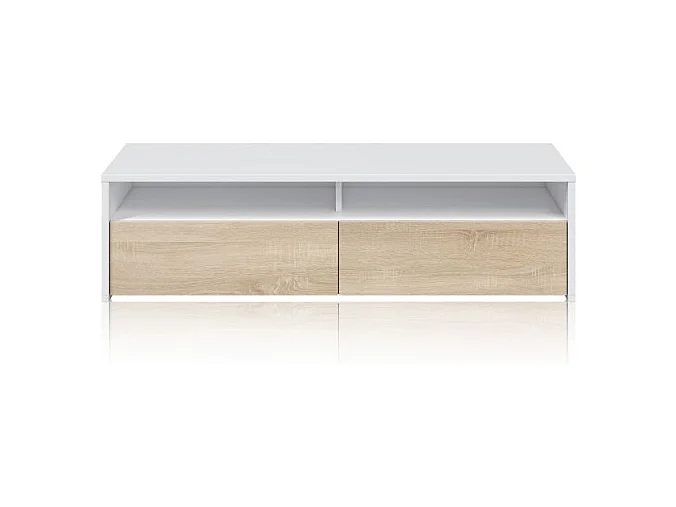 Mueble TV Elba 2 puertas Blanco Artik (Blanco Mate) - Roble Canadian