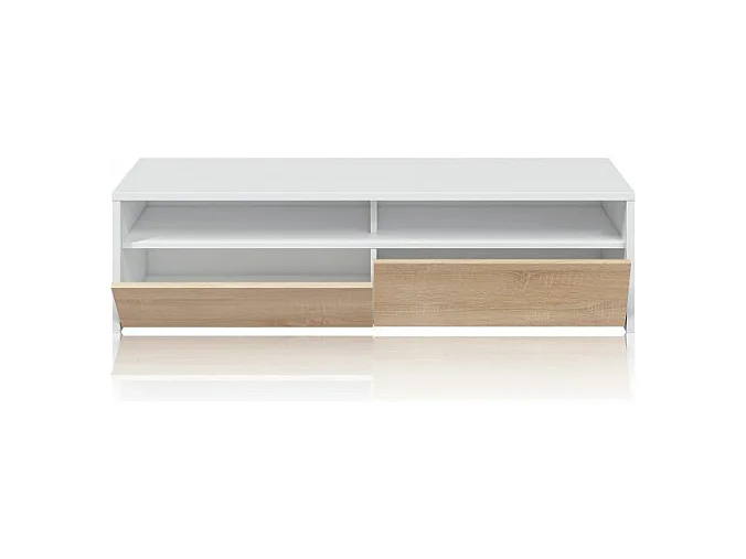 Mueble TV Elba 2 puertas Blanco Artik (Blanco Mate) - Roble Canadian