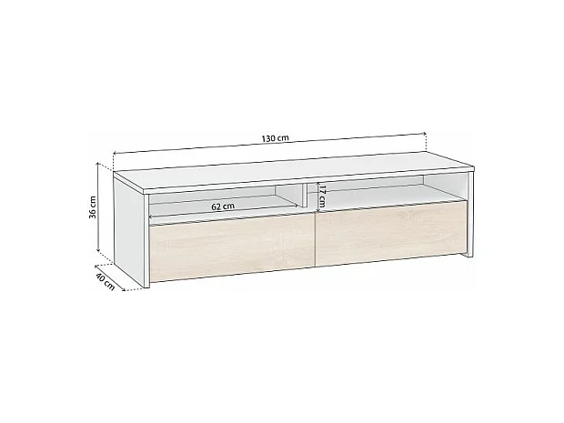 Mueble TV Elba 2 puertas Blanco Artik (Blanco Mate) - Roble Canadian