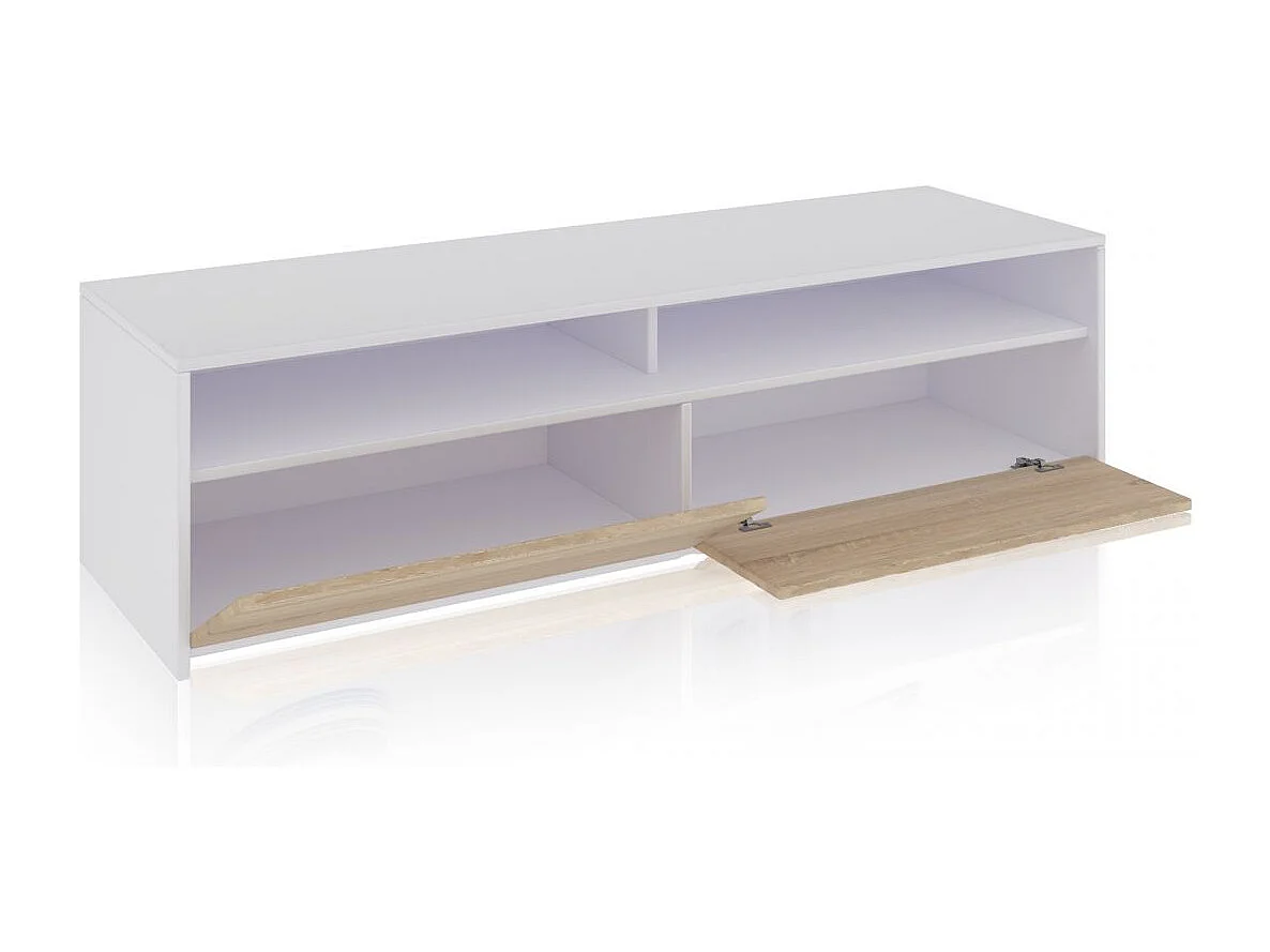Mueble TV Elba 2 puertas Blanco Artik (Blanco Mate) - Roble Canadian