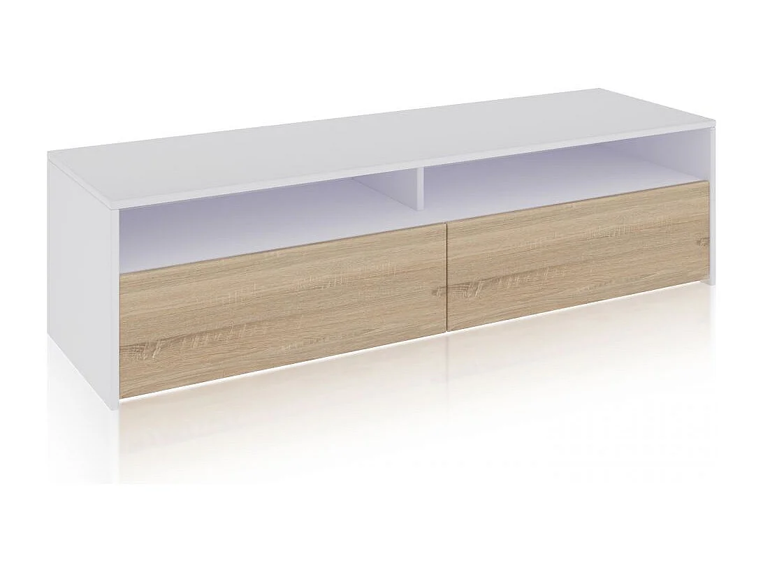 Mueble TV Elba 2 puertas Blanco Artik (Blanco Mate) - Roble Canadian