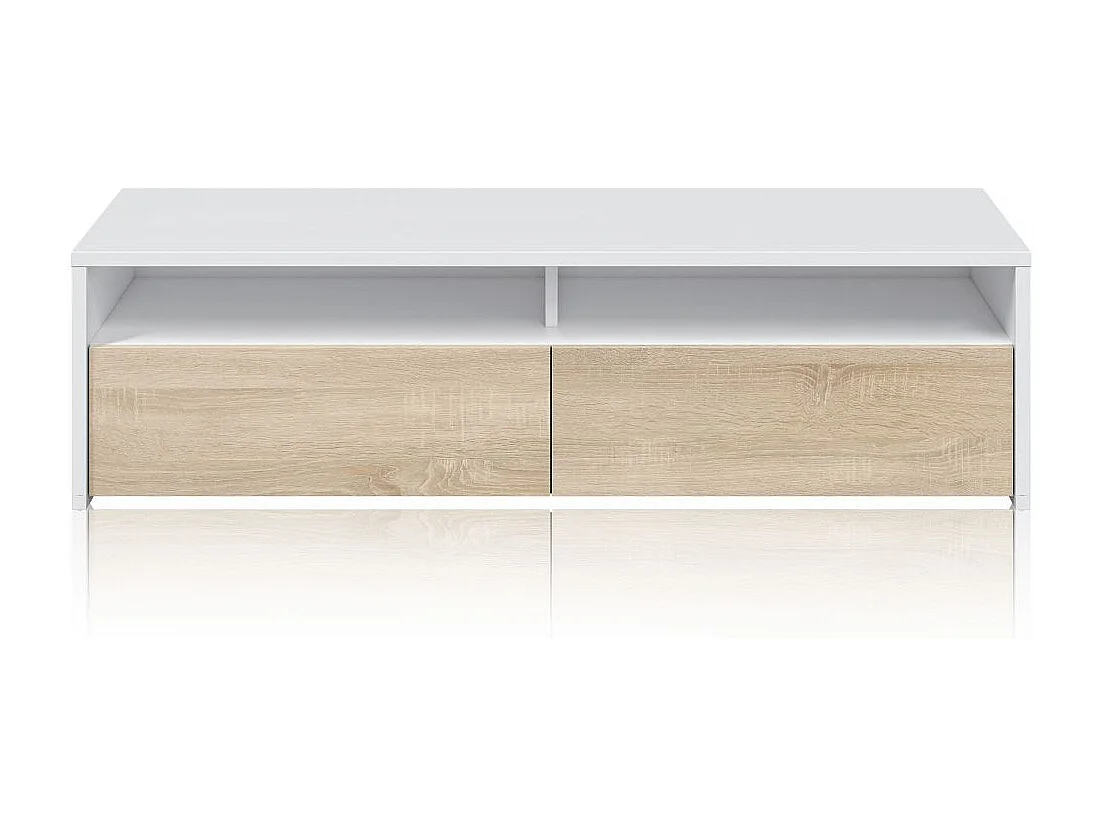 Mueble TV Elba 2 puertas Blanco Artik (Blanco Mate) - Roble Canadian