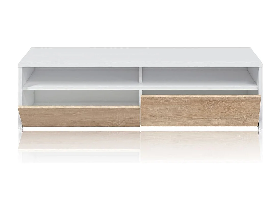 Mueble TV Elba 2 puertas Blanco Artik (Blanco Mate) - Roble Canadian