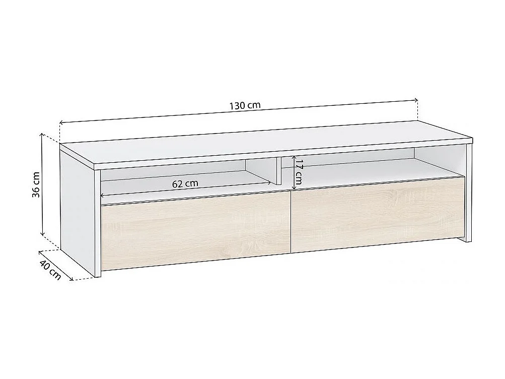 Mueble TV Elba 2 puertas Blanco Artik (Blanco Mate) - Roble Canadian