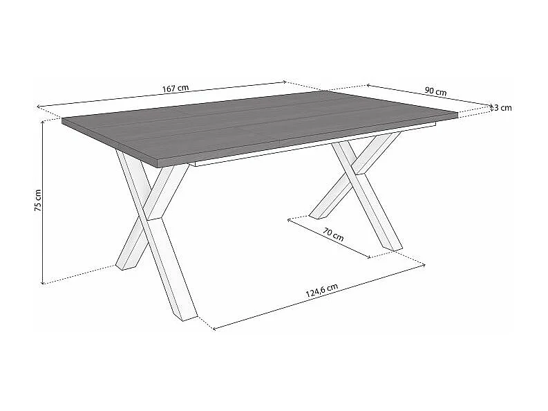 Mesa de comedor Oana 170 Negro Blanco