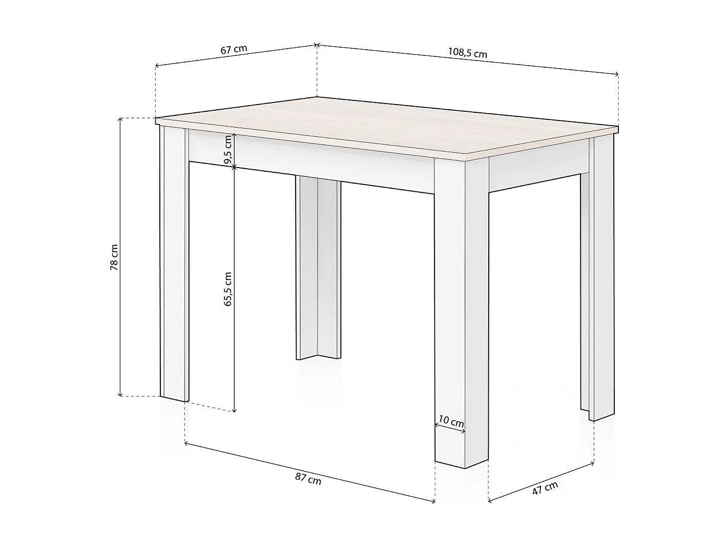 Mesa de jantar Dina Blanco Artik (Blanco Mate) - Roble Canadian