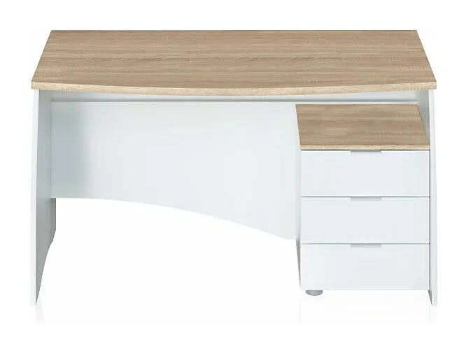 Mesa de escritorio Elan 3 cajones Blanco Artik (Blanco Mate) - Roble Canadian