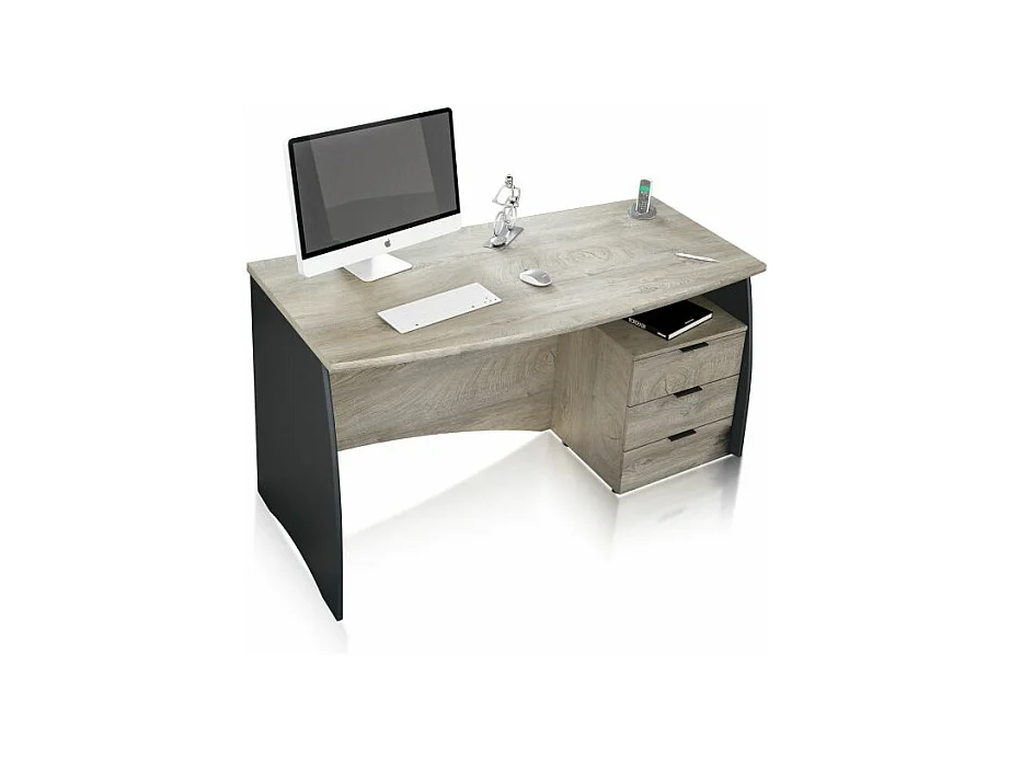 Mesa de escritorio Elan 3 cajones Roble Alaska - Gris Antracita