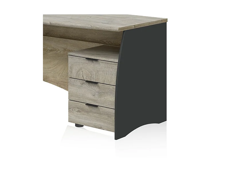 Mesa de escritorio Elan 3 cajones Roble Alaska - Gris Antracita