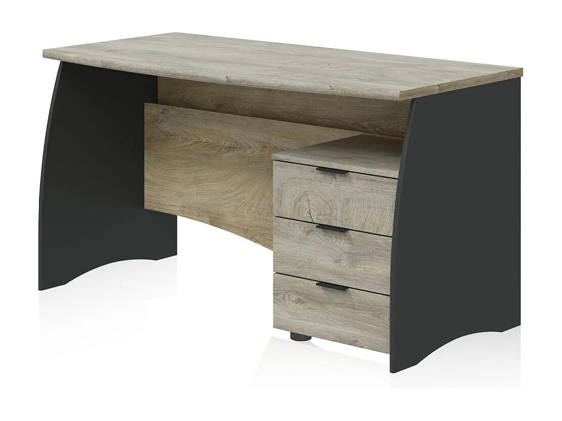 Mesa de escritorio Elan 3 cajones Roble Alaska - Gris Antracita