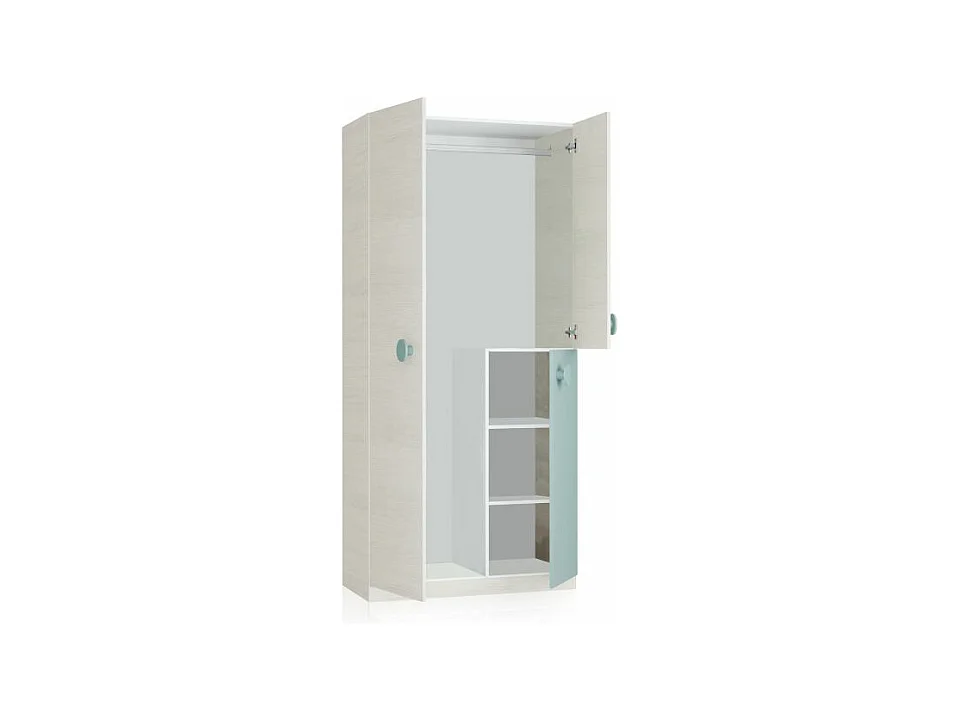 Armario juvenil Yuki Blanco Alpes - Verde Acqua