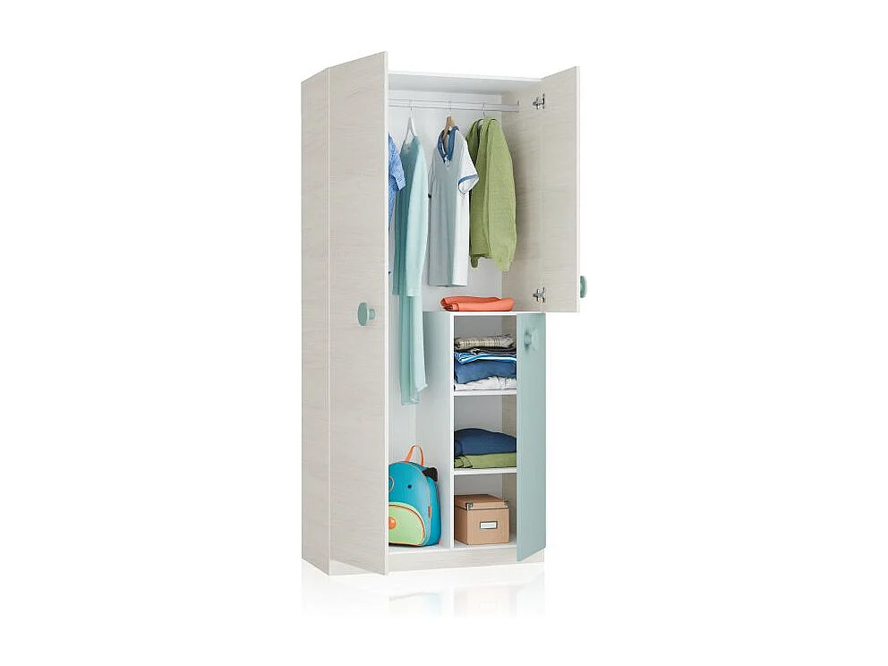 Armario juvenil Yuki Blanco Alpes - Verde Acqua
