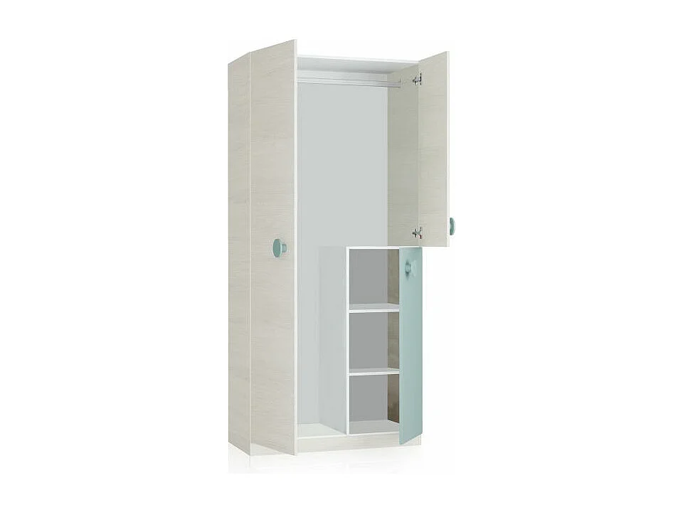 Armario juvenil Yuki Blanco Alpes - Verde Acqua