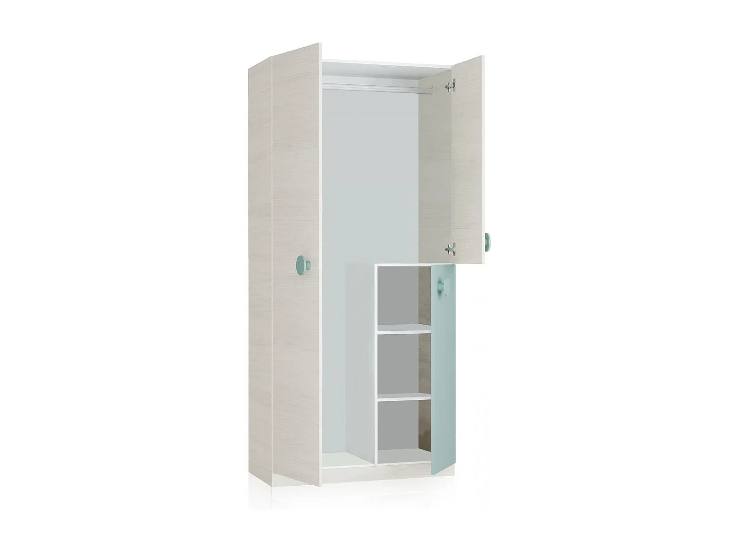 Armario juvenil Yuki Blanco Alpes - Verde Acqua