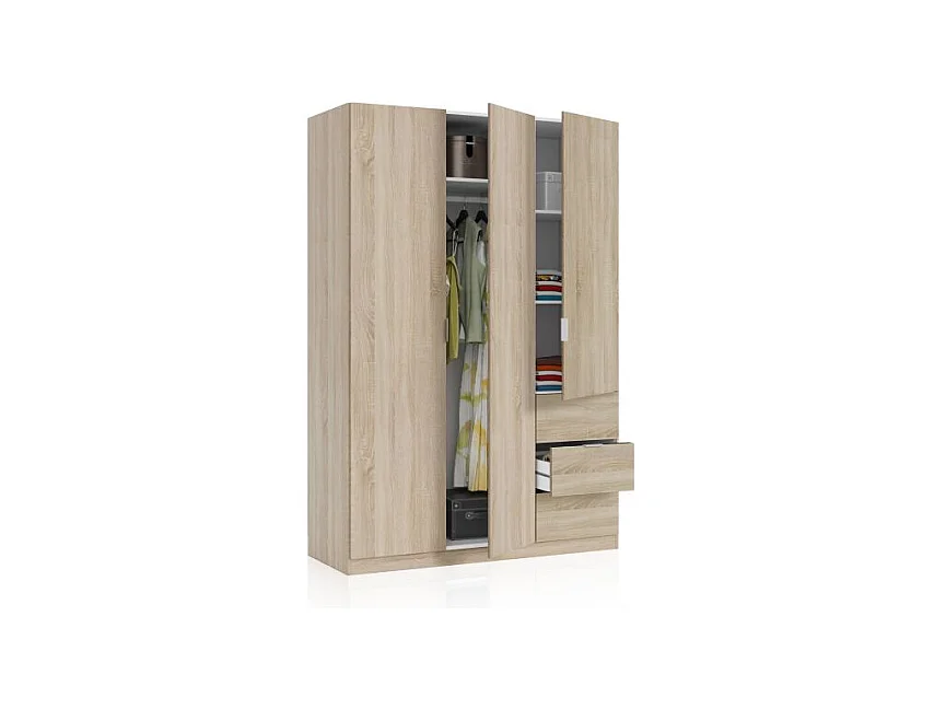 Armario Magan 3 puertas y 3 cajones Roble Canadian