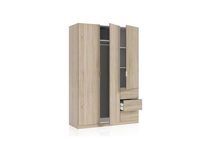 Armario Magan 3 puertas y 3 cajones Roble Canadian