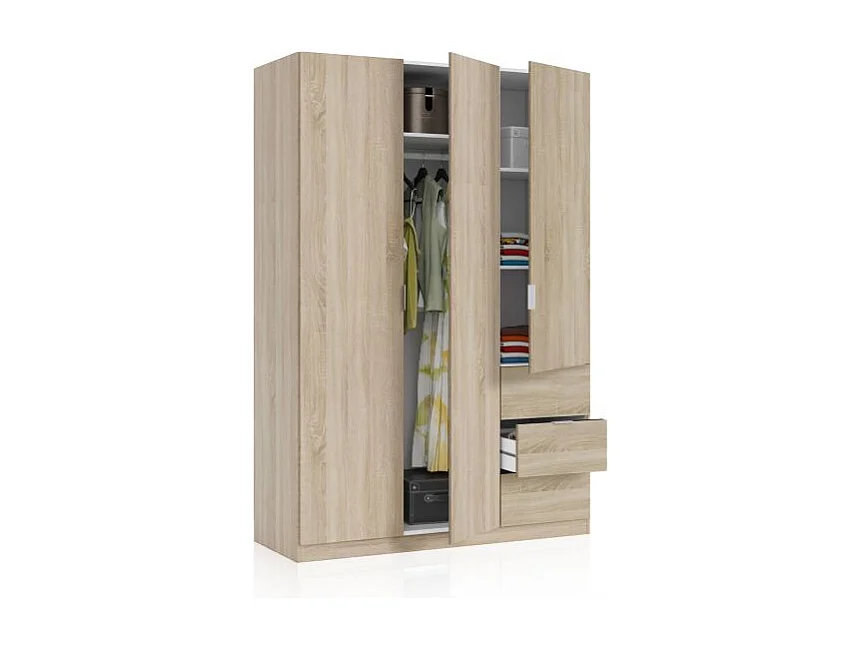 Armario Magan 3 puertas y 3 cajones Roble Canadian