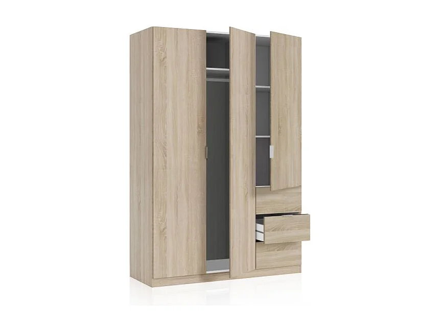 Armario Magan 3 puertas y 3 cajones Roble Canadian