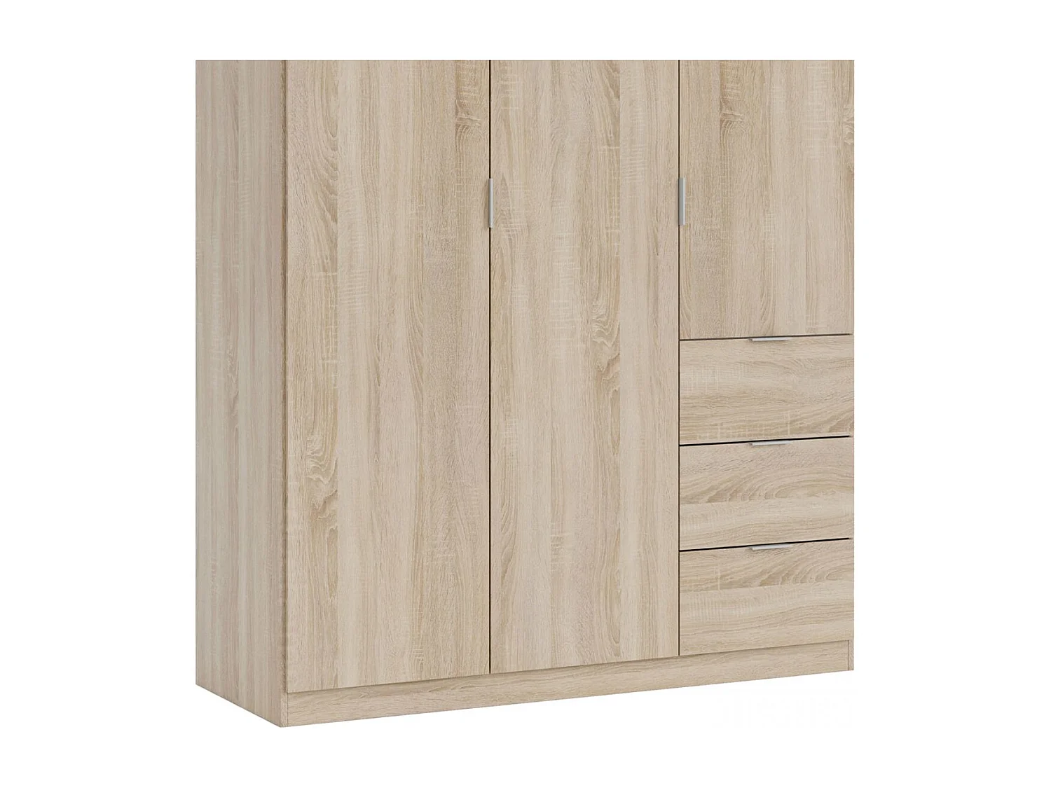 Armario de 3 puertas y 3 cajones en roble canadian 135x200 cm Magan Roble Canadian