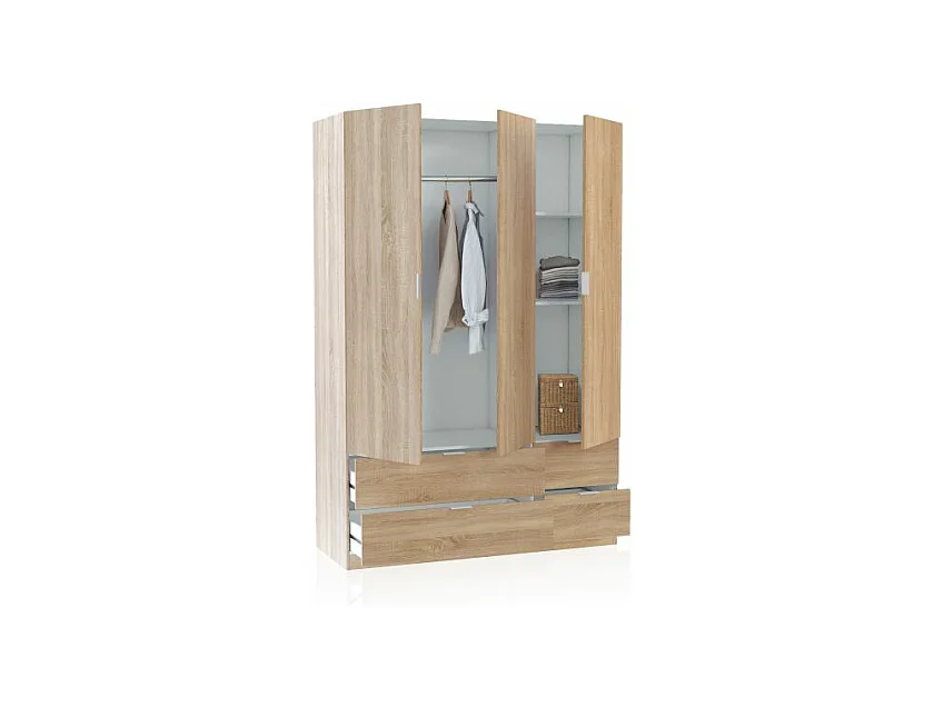 Armario Magan 3 puertas y 4 cajones Roble Canadian