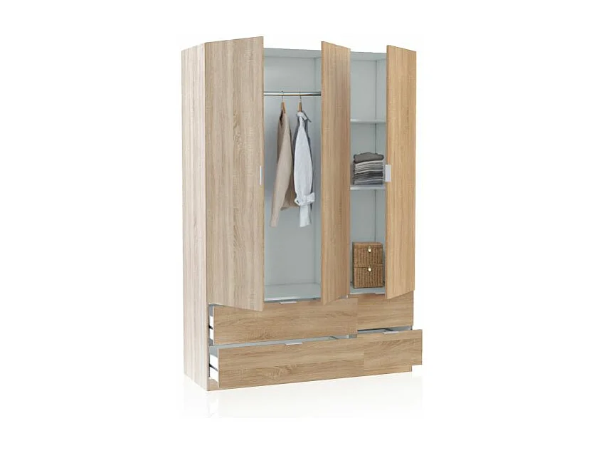 Armario Magan 3 puertas y 4 cajones Roble Canadian