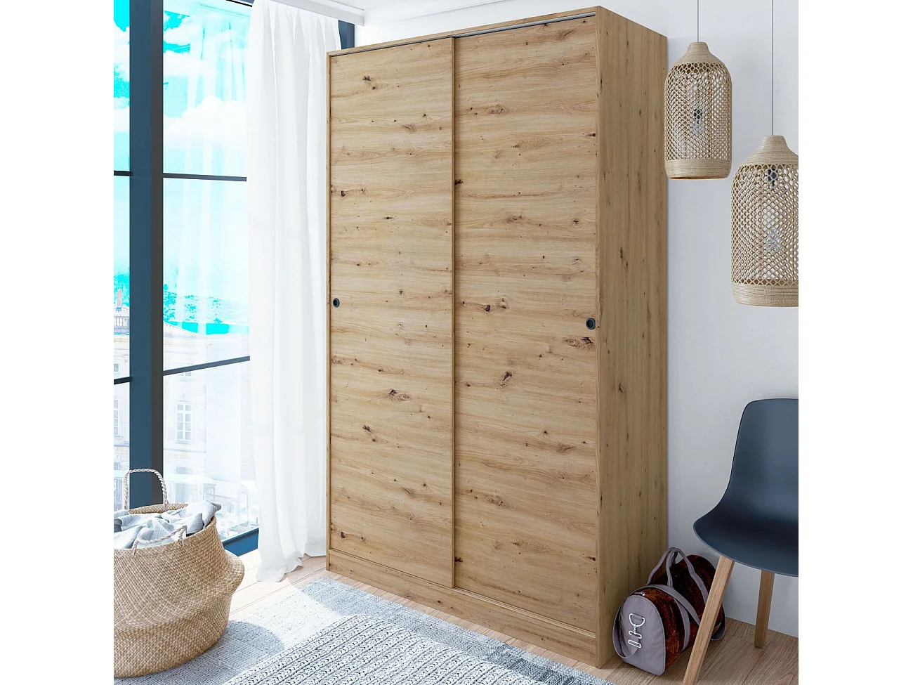 Armario Enzo 2 p. Correderas Roble Nodi 200x120x50 cm