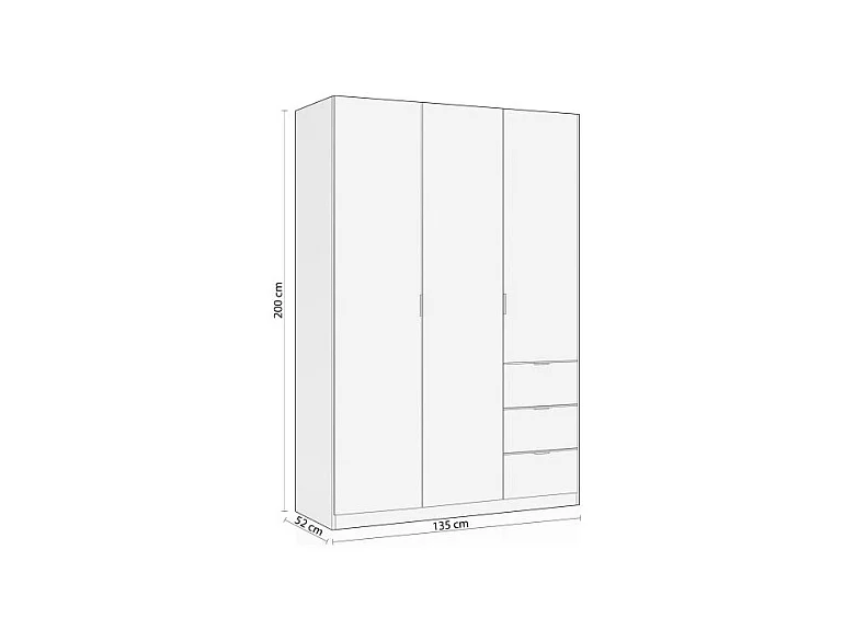 Armario Magan 3 puertas y 3 cajones Blanco