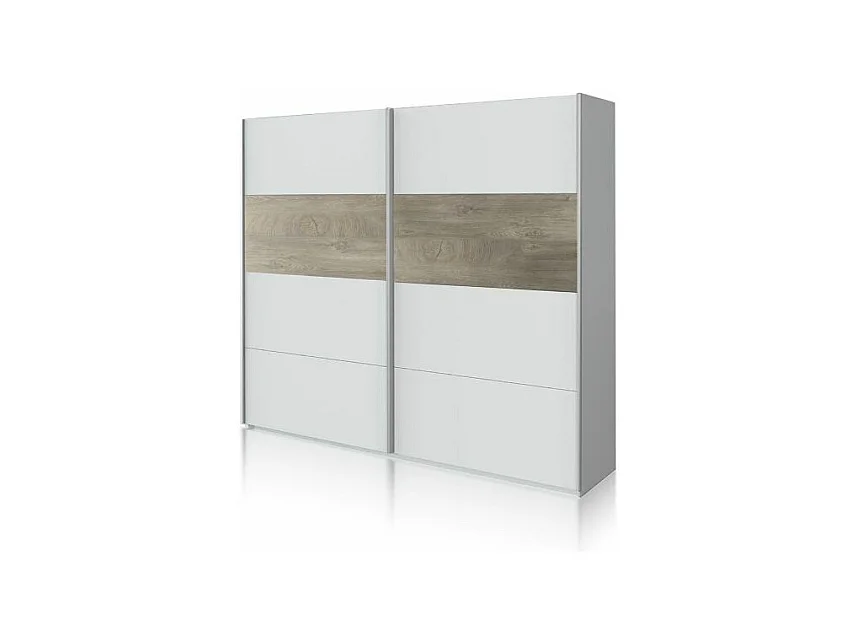 Armario Brike 180 2 puertas correderas Blanco Artik (Blanco Mate) – Roble Alaska