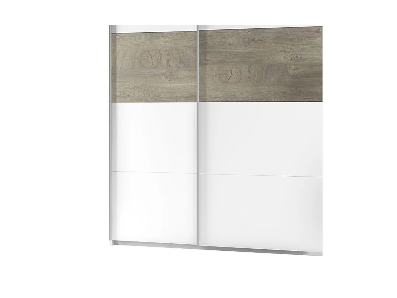 Armario Brike 180 2 puertas correderas Blanco Artik (Blanco Mate) – Roble Alaska