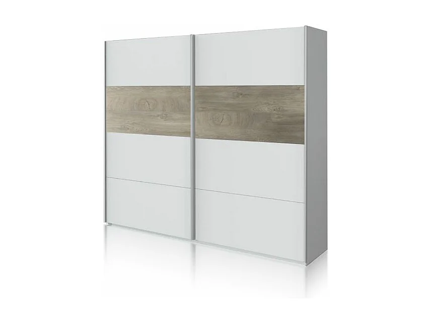 Armario Brike 180 2 puertas correderas Blanco Artik (Blanco Mate) – Roble Alaska