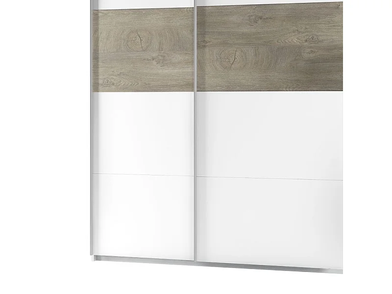 Armario Brike 180 2 puertas correderas Blanco Artik (Blanco Mate) – Roble Alaska