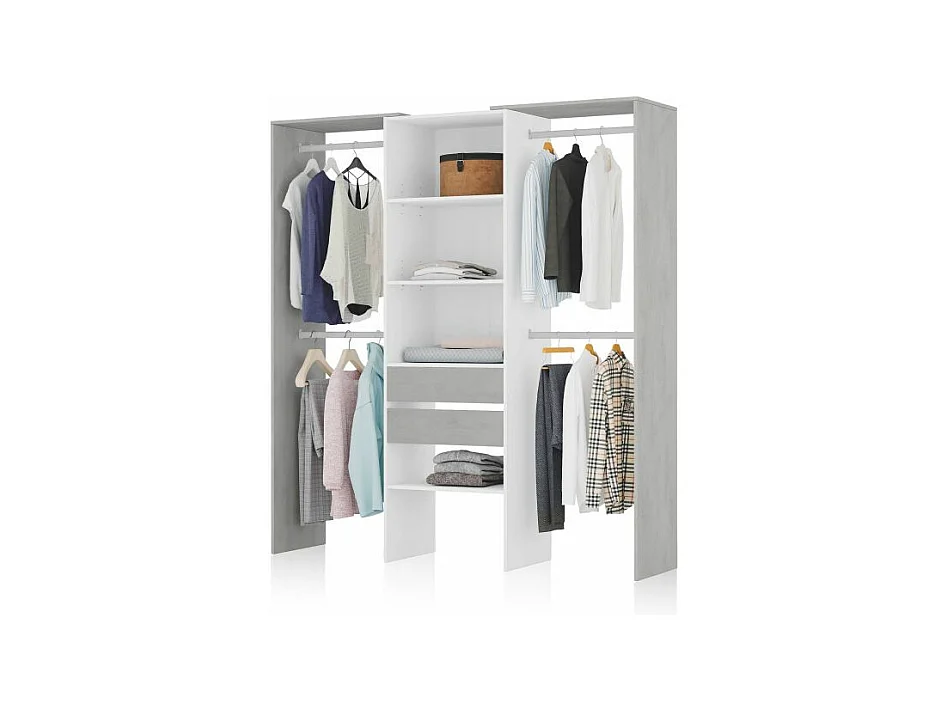 Armario vestidor Lada Blanco - Cemento